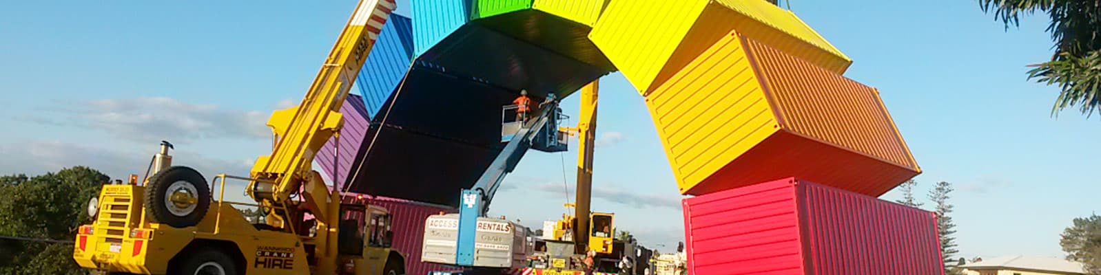 Containbow Art Installation in Fremantle with Wanneroo Crane Hire Cranes