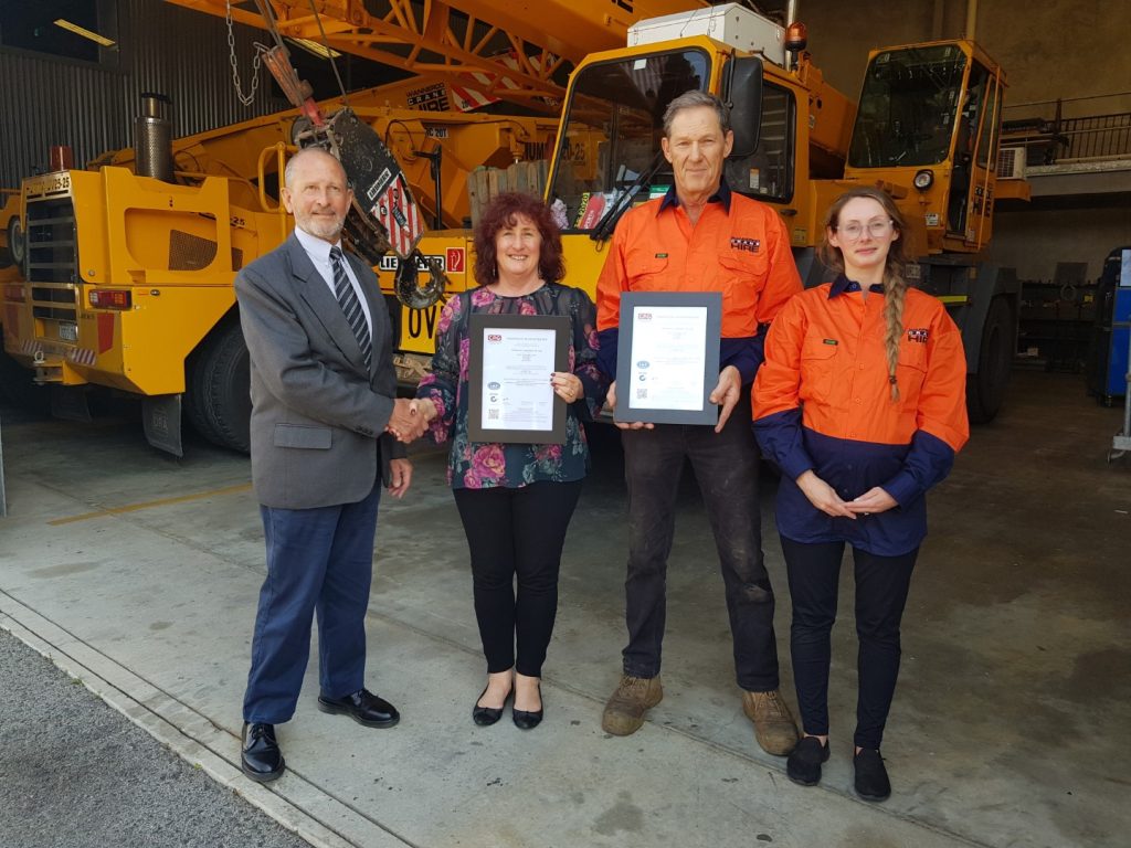 The Team at Wanneroo Crane Hire receiving ISO Certificates