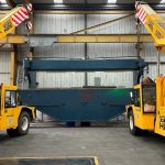 Two 20T Humma Mobile Cranes being used for a dual lift.